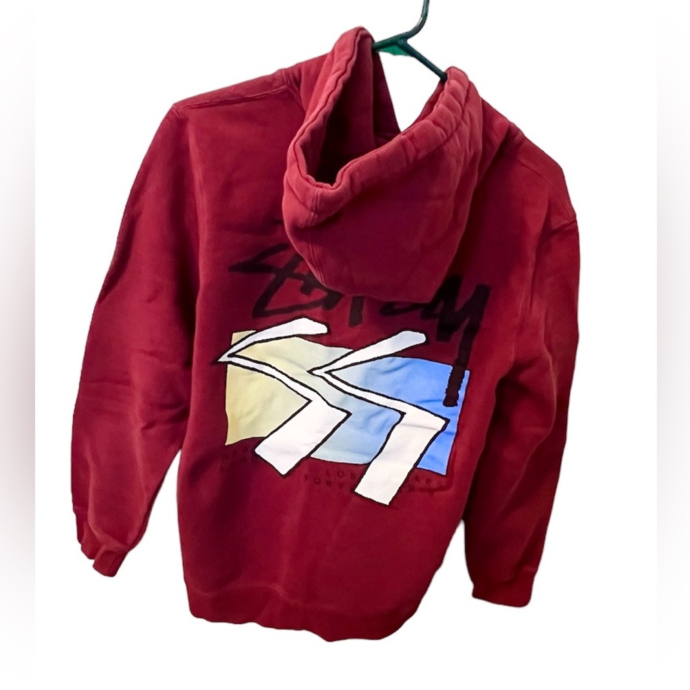 Burgundy Stussy Hoodie Size small